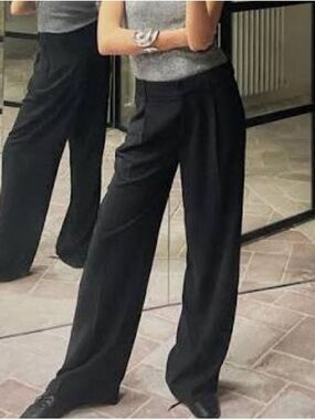 Zara Wide-Leg Black Trousers Darted